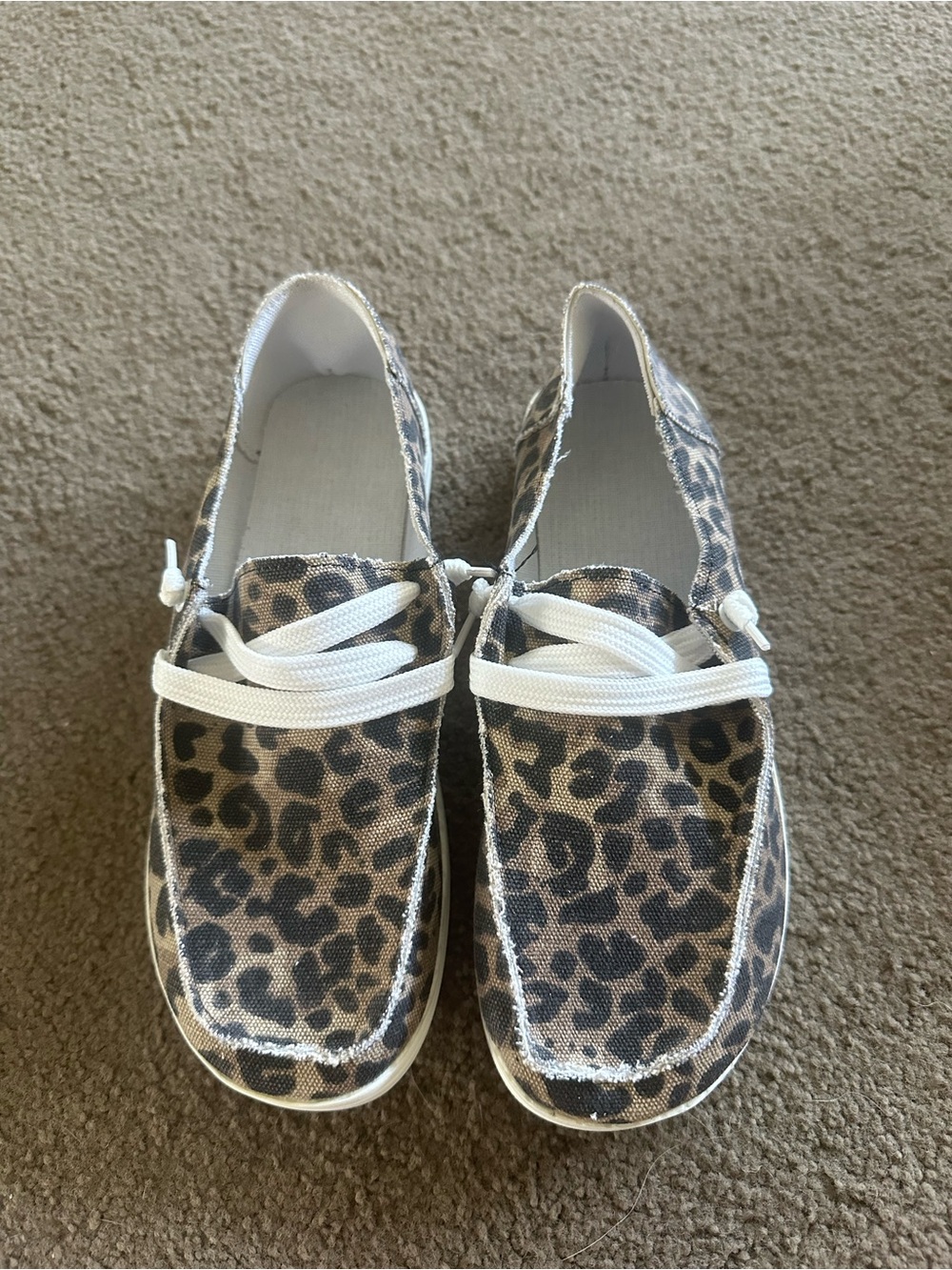 Leopard Print Slip-On Loafers for Women in Brown